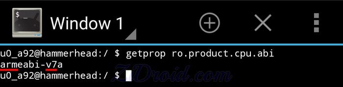 getprop .ro.product.cpu.abi